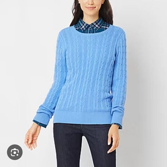 St. John's Bay Crew Neck Long Sleeve Cable Knit Pullover Sweater sz S - Picture 3 of 10